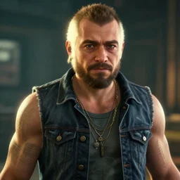a videogame still of Post Malone in Tekken 7, portrait, 40mm lens, shallow depth of field, close up, split lighting, cinematic