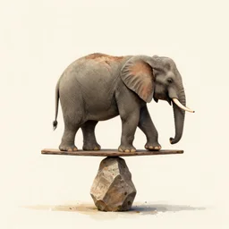 a balancing elephant, artwork by charlie bowater
