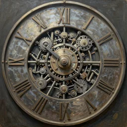 closeup of metal clockwork mural,biomechanical, mechanical by h.r giger, giger, highly detailed, soft lighting, 8k resolution, oil on canvas