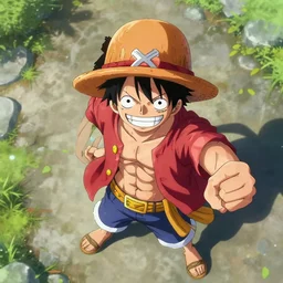 aerial photo of luffy, by shunji dodo, 8 k resolution, high quality