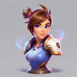 a character bust portrait of Tracer from Overwatch, concept art, colorful, clean, proportionate, magical lighting, artstation, pinterest