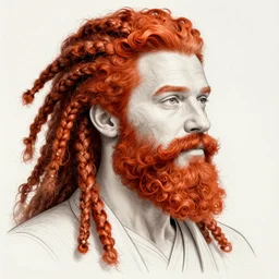 forest whitaker, redhead curled beard and redhead dreadlocks, intricate, elegant, highly detailed, artstation, sharp focus, illustration, mandy jurgens, rutkowski, mucha