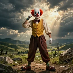 communist clown propaganda poster style