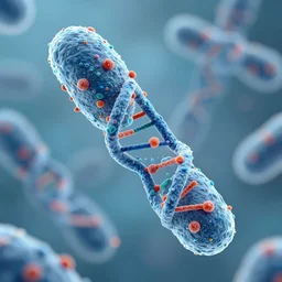 A bacterium filled with DNA, highly detailed