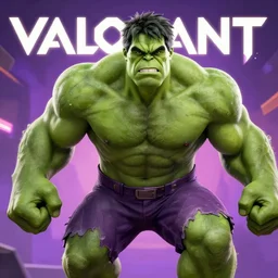 The Hulk as a character in the game Valorant, with a background based on the game Valorant, detailed face, action shot