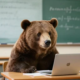 a bear having a bad day in calculus class.