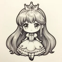 chibi princess. decal by award - winning mangaka, intricate details, heavily stylized, muted palette, ink sketch
