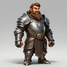4 0 years old man, full brown beard, stocky brown hair, fantasy dwarf, decorated medieval metal armour, high detail, digital art, rpg, concept art