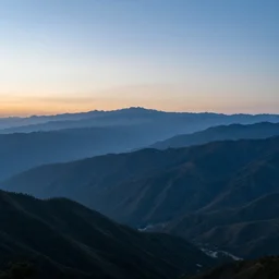 the sunrise reveals what's beyond the blue mountains of Yavin 5, landscape photography 4k