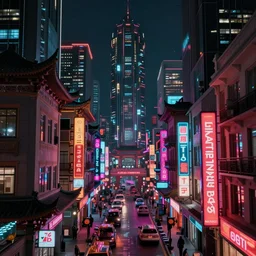 futuristic chinatown view, 4 k remaster extremely detailed cinematic movie still from blade runner 2 0 4 9,, skyscrapers pattern with pagodas, neon signs, cyberpunk, cinematic light, by artgerm, cyber noir, bokeh, denis villeneuve, rich colors, night