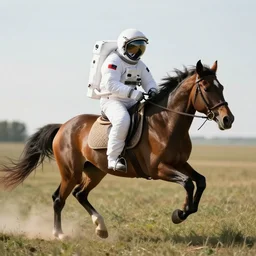 horse is riding astronaut