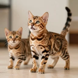 photos of a playful bengal cat from Kitten to Adulthood, photoreal
