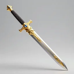 long sword, proportional image, clean background, 3 d octane render, blade, sharp, gold, gems, cryptoblades