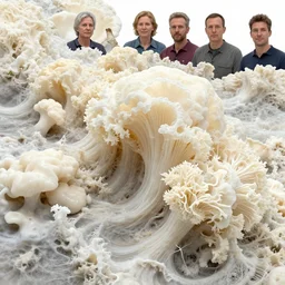 high intricate waves of tremella - fuciformis, maria panfilova, andrea savchenko, mike kime, ludovic plouffe, qi sheng luo, oliver cook, trending on artstation