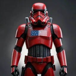 german super soldier, symmetrical portrait scifi, power armor, patriotic american usa storm trooper red and black detailed matte painting hyperdetailed trending on artstation moebius photorealism retrofuturism # film 8 k resolution back lit