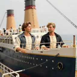 gay couple on the titanic, historical photograph, 8 mm