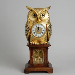 golden owl as a grandfather clock