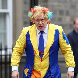 boris johnson in a clown suit, high resulting photograph