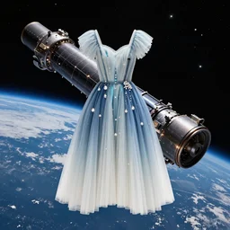 “dress inspired by the james webb telescope, fashion design”