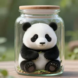 a cute panda inside the jar