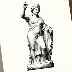 an ancient statue, editorial illustration, dynamic pose, detailed, matte print, grainy light, ( ( dot shaded ) ), risograph, high contrast, screen print