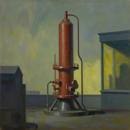reactor core, dystopian, pj crook, edward hopper, oil on canvas