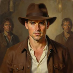 portrait of young bruce campbell from evil dead as indiana jones in the temple of doom ( 1 9 8 4 ). oil painting elegant, highly detailed, centered, digital painting, artstation, concept art, smooth, sharp focus, illustration, artgerm, tomasz alen kopera, peter mohrbacher, donato giancola, joseph christian leyendecker drew struzan