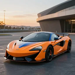 orange and blue themed sports car