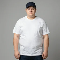 obese young man with a t-shit and cap
