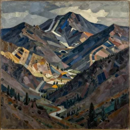 lakeside mountains, by kazimir malevich