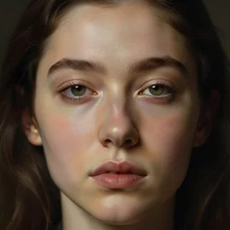 gigi by kehinde wiley and rembrandt. photorealistic facial features, portrait, detailed face, ultra high details, large, close - up.