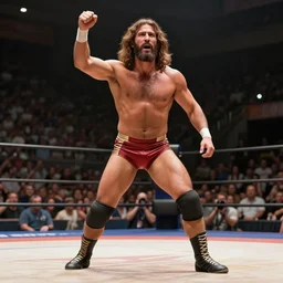 Jesus at a wrestling match, photorealistic, 4K