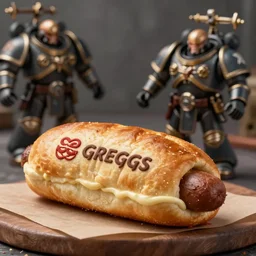 ceaseless watcher, turn your gaze upon this wretched greggs sausage roll, warhammer 4 0 k, photograph