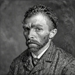 a monochrome daguerrotype portrait of vincent van gogh