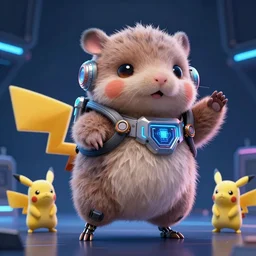 high quality 3 d render sci - fi very cute fluffy! wombat!! cyborg soldier dancing, mechanical legs, cyberpunk mask!, highly detailed, unreal engine cinematic smooth, in the style of detective pikachu, hannah yata charlie immer, dark blue neon light, low angle, uhd 8 k, sharp focus