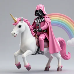 highly detailed realistic matte painting of a pink darth vader riding a unicorn over a rainbow by lisa frank, unreal engine, concept art, CGsociety, trending on artstation