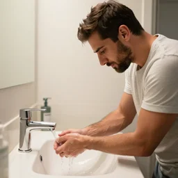 phil leotardo in a bathroom washing his hands, realistic, photorealistic, 8 k