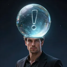 epic professional digital art of  a man whose !!!!!!!!!head is a glass ball!!!!!!!!!, best on artstation, cgsociety, wlop, cosmic, epic, stunning, gorgeous, much detail, much wow, masterpiece