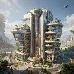 a huge building in the metaverse, set in an open space, with many details seen from the inside all well organized, style artstation, style greg rutkowski, octane render, unreal engine 6, epic game graphics, fantasy, cyberpunk, conceptual art, ray tracing
