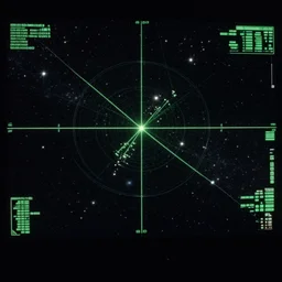1 9 8 0 s planetary navigation interface, stars and lanes, science fiction film still, monitor, ridley scott, radar, green on black,