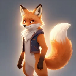 an anthropomorphic fox fursona with a fluffy tail wearing a vest, backlighting, trending on artstation, digital art, furry art, trending on furaffinity, fantasy art, by kawacy, anime art