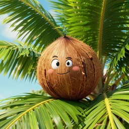 the kokonut leaves good shade it gives, coconut, coconut, cartoon, cartoon, highly detailed, sharp, cinematic, 8 k,