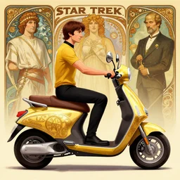 STAR TREK scooter designed in ancient Greece, (SFW) safe for work, photo realistic illustration by greg rutkowski, thomas kindkade, alphonse mucha, loish, norman rockwell
