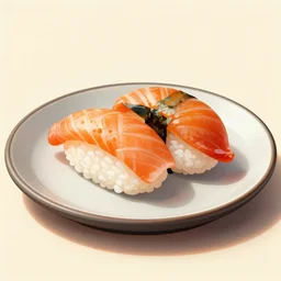 sushi on a plate, on fire