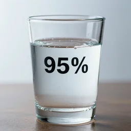 a glass filled with water 75%
