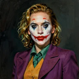 frank frazetta portrait of scarlett johansson as the joker