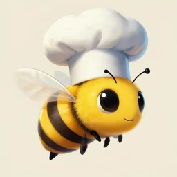 bee wearing chef hat, digital painting art