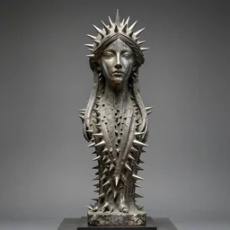 female statue portrait made of sharp spikes