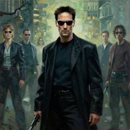 a beautiful painting representative of the art style of the matrix ( 1 9 9 9 )