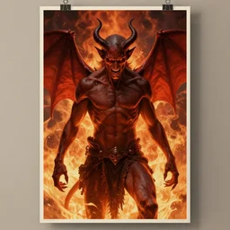 a evil demon devil in the inferno, poster art by daniele caruso, benediktus budi, jason edmiston, vc johnson, powell peralta